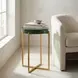 Marilee Rich Green and Sleek Brushed Gold Round Glass Top Accent Table