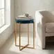 Marilee Deep Blue and Sleek Brushed Gold Round Glass Top Accent Table