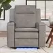 Mighty Buffy Taupe Rocker Heat Massage Power Recliner with LED and USB Charging