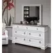 Crownfall Whisper White and Cerused Nutmeg 7 Drawer Dresser with Rectangular Mirror