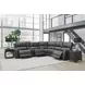 Belmont Autumn Fog Leather 6 Piece Zero Gravity Modular Power Reclining Sectional with USB Charging