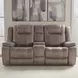 Blake Desert Taupe Performance Fabric 78" Reclining Console Loveseat