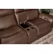 Calgary Autumn Umber Leather 81" Power Reclining Console Loveseat