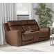Calgary Autumn Umber Leather 81" Power Reclining Console Loveseat