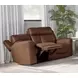 Calgary Autumn Umber Leather 81" Power Reclining Console Loveseat