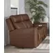 Calgary Autumn Umber Leather 81" Power Reclining Console Loveseat