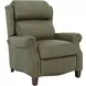 Meade Oasis Olive Leather Push Thru The Arms Lounge Recliner with Nailhead Trim