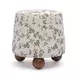 Jaine Beige Floral Jacquard Woven Ottoman