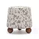Jaine Beige Floral Jacquard Woven Ottoman