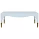 Medina Light Blue Lacquer Coffee Table With Antique Brass Foot Caps