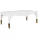 Medina White Lacquer Coffee Table With Antique Brass Foot Caps