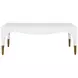 Medina White Lacquer Coffee Table With Antique Brass Foot Caps
