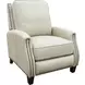 Melrose Shoreham Cream Leather Push Thru The Arms Recliner with Nailhead Trim