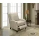 Melrose Shoreham Cream Leather Push Thru The Arms Recliner with Nailhead Trim