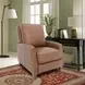 Melrose Dobbs Saddle Leather Push Thru The Arms Recliner with Nailhead Trim