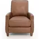 Melrose Dobbs Saddle Leather Push Thru The Arms Recliner with Nailhead Trim