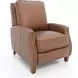 Melrose Dobbs Saddle Leather Push Thru The Arms Recliner with Nailhead Trim