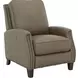 Melrose Cashmere Taupe Leather Push Thru The Arms Recliner with Nailhead Trim