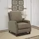 Melrose Cashmere Taupe Leather Push Thru The Arms Recliner with Nailhead Trim
