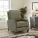 Melrose Oasis Olive Leather Push Thru The Arms Recliner with Nailhead Trim