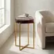 Marilee Vibrant Red and Sleek Brushed Gold Round Glass Top Accent Table