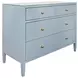 Michelle Textured Light Blue Linen 4 Drawer Soft Close Accent Chest With Glass Top