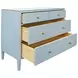 Michelle Textured Light Blue Linen 4 Drawer Soft Close Accent Chest With Glass Top