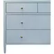 Michelle Textured Light Blue Linen 4 Drawer Soft Close Accent Chest With Glass Top