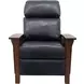 Mission Shoreham Blue Leather Push Thru The Arms Recliner