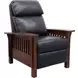 Mission Shoreham Blue Leather Push Thru The Arms Recliner