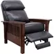 Mission Shoreham Blue Leather Push Thru The Arms Recliner