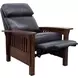 Mission Shoreham Blue Leather Push Thru The Arms Recliner