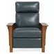 Mission Highland Emerald Leather Push Thru The Arms Recliner