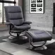 Knight Black Manual Reclining Swivel Chair With Ottoman