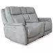 Linus Hudson Grey Zero Gravity Power 73" Reclining Console Loveseat
