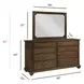 Kingswell Rich Hazelnut 8 Drawer Witham Bureau with Rectangular Mirror
