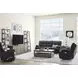 Spartacus Black Dual Performance Fabric 88" Power Reclining Sofa with Power Headrest