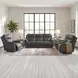 Walker Aline Anthracite Leather Triple Power Reclining Living Room Set with Dropdown Console and USB Charging
