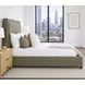 Kimberly Mystical Moss and Dark Brown King Upholstered Panel Bed