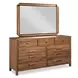 Woodmont Walnut 9 Drawer Flat Top Dresser with Rectangular Dornoch Mirror