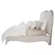 London Place Creamy Pearl Velvet Eastern King Panel Bed with USB Charging