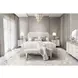 London Place Creamy Pearl Velvet Eastern King Panel Bed with USB Charging