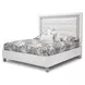 Skyline Cloud White California King Upholstered Bed with USB Charging and LED Light