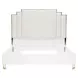 Palm Gate Cloud White and Cream California King Upholstered Panel Bed with USB Charging