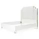 Palm Gate Cloud White and Cream California King Upholstered Panel Bed with USB Charging