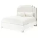 Palm Gate Cloud White and Cream California King Upholstered Panel Bed with USB Charging