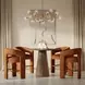 Gwen Luxury Brown and Red Upholstered 5 Piece Counter Height Dining Set