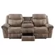 Nashville Brown Manual Reclining 88" Sofa with Drop-Down Console and USB Charging