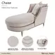 London Place Parchment 69" Chaise with Nailhead Trim and Pillows