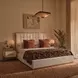 Hiro Rhea Light Barley King Upholstered Panel Bed